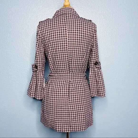14th & Union Pink Adobe Plaid Trench Coat NWT - Picture 7 of 8